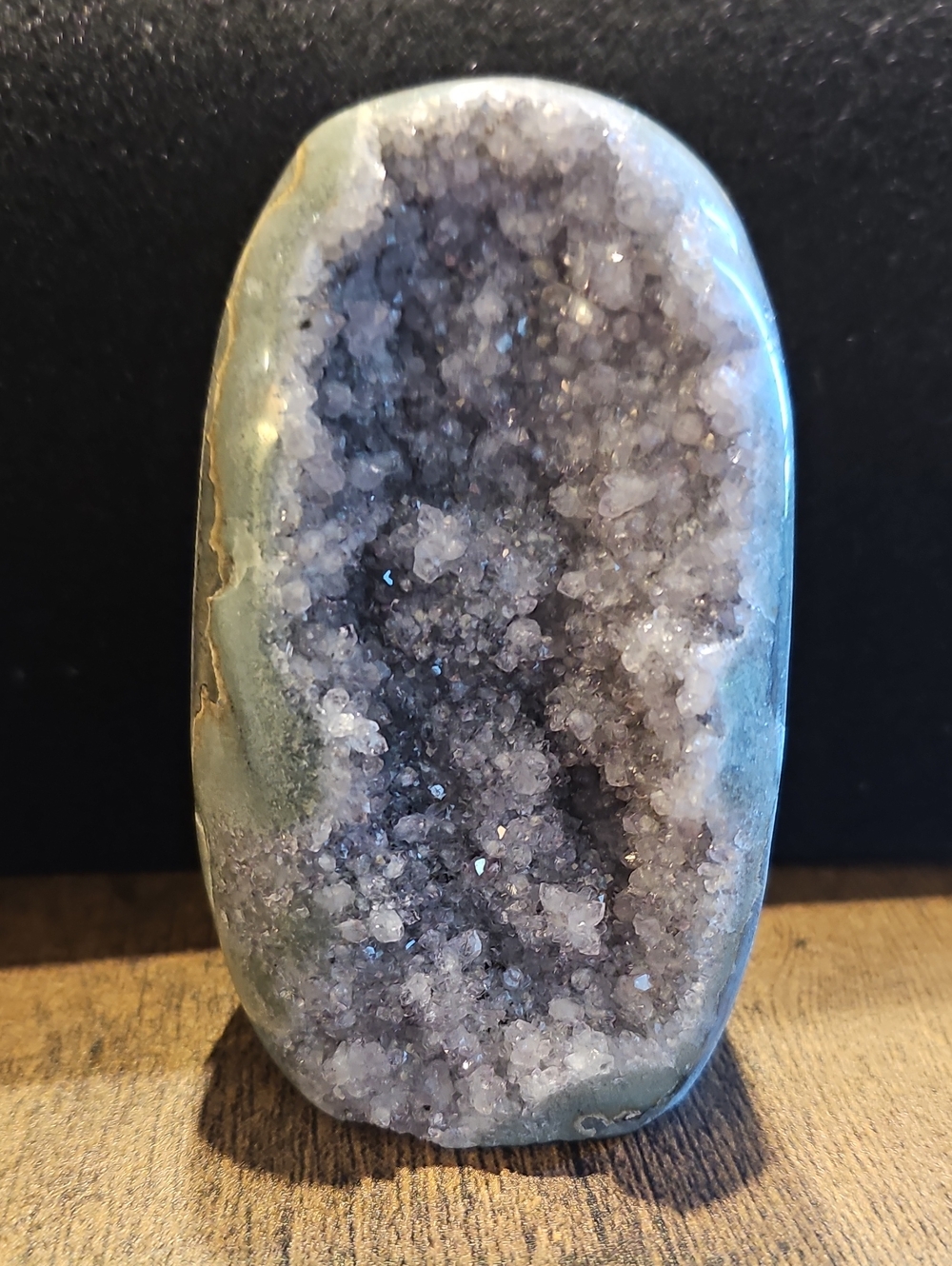 Amethyst Geode Display Piece — Purple and Gray Crystal